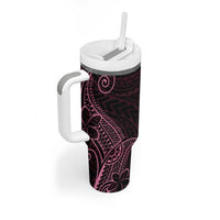Black Pink Polynesian Tribal Tumbler With Handle LT9 - Polynesian Pride
