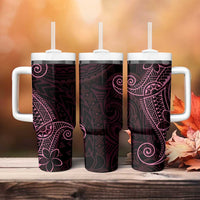 Black Pink Polynesian Tribal Tumbler With Handle LT9 - Polynesian Pride