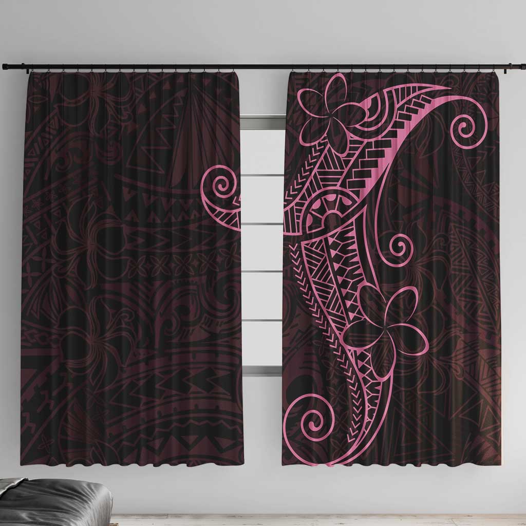 Black Pink Polynesian Tribal Window Curtain LT9 With Hooks Pink - Polynesian Pride