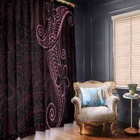 Black Pink Polynesian Tribal Window Curtain LT9 - Polynesian Pride