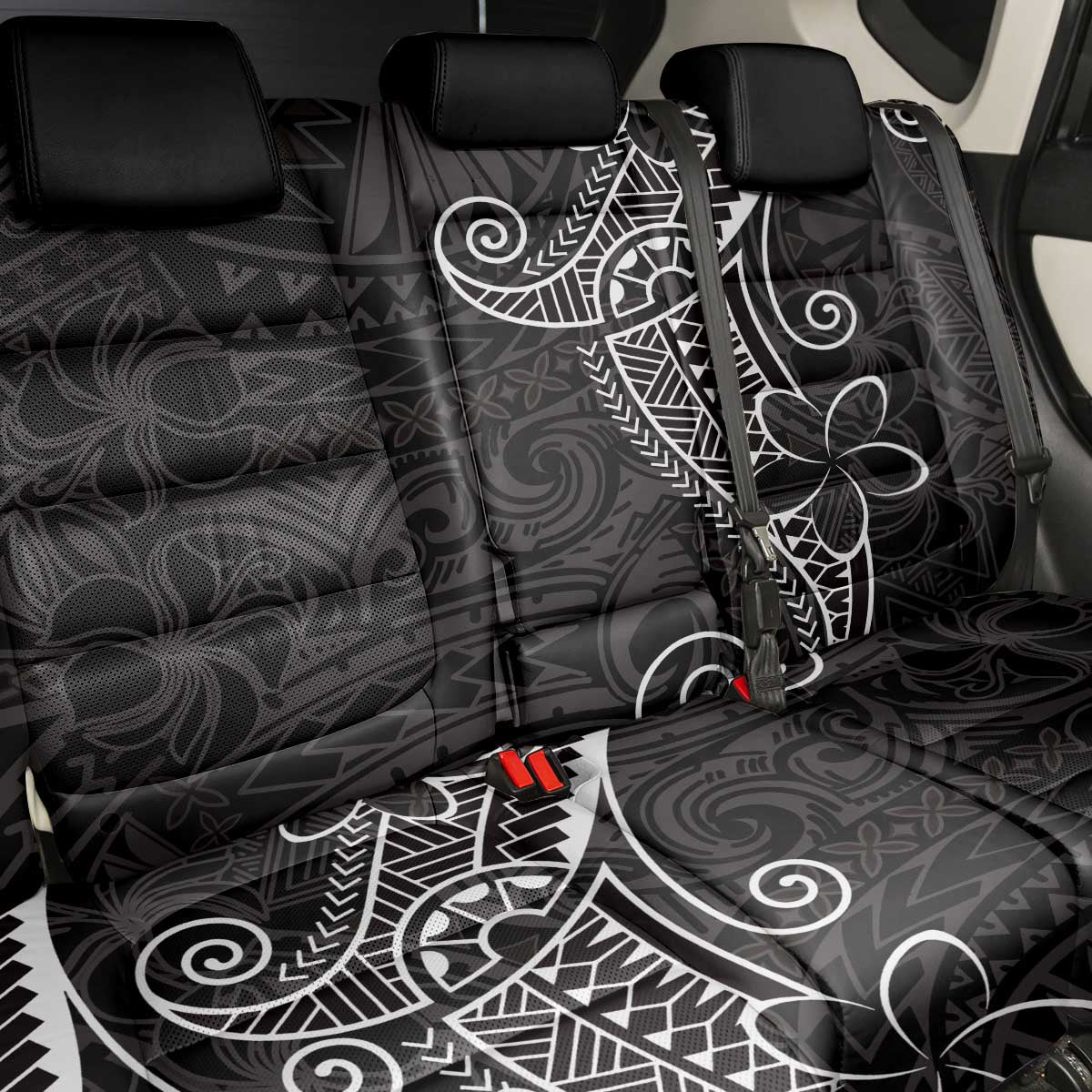 Black White Polynesian Tribal Back Car Seat Cover - Polynesian Pride
