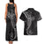 Black White Polynesian Tribal Couples Matching Tank Maxi Dress and Hawaiian Shirt - Polynesian Pride