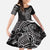 Black White Polynesian Tribal Family Matching Long Sleeve Bodycon Dress and Hawaiian Shirt - Polynesian Pride