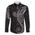 Black White Polynesian Tribal Family Matching Long Sleeve Bodycon Dress and Hawaiian Shirt - Polynesian Pride