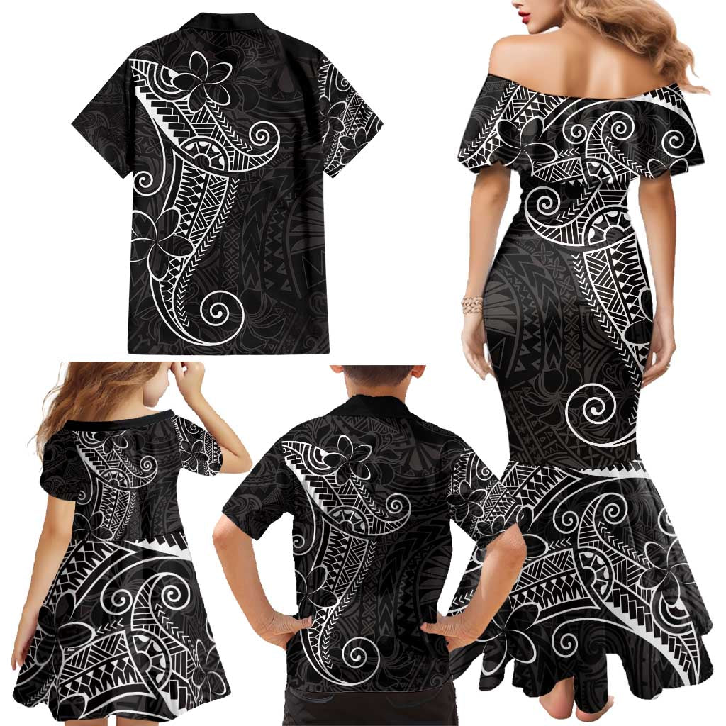 Black White Polynesian Tribal Family Matching Mermaid Dress and Hawaiian Shirt LT9 - Polynesian Pride