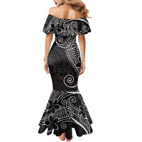 Black White Polynesian Tribal Family Matching Mermaid Dress and Hawaiian Shirt LT9 - Polynesian Pride