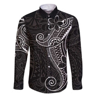 Black White Polynesian Tribal Family Matching Off The Shoulder Long Sleeve Dress and Hawaiian Shirt - Polynesian Pride