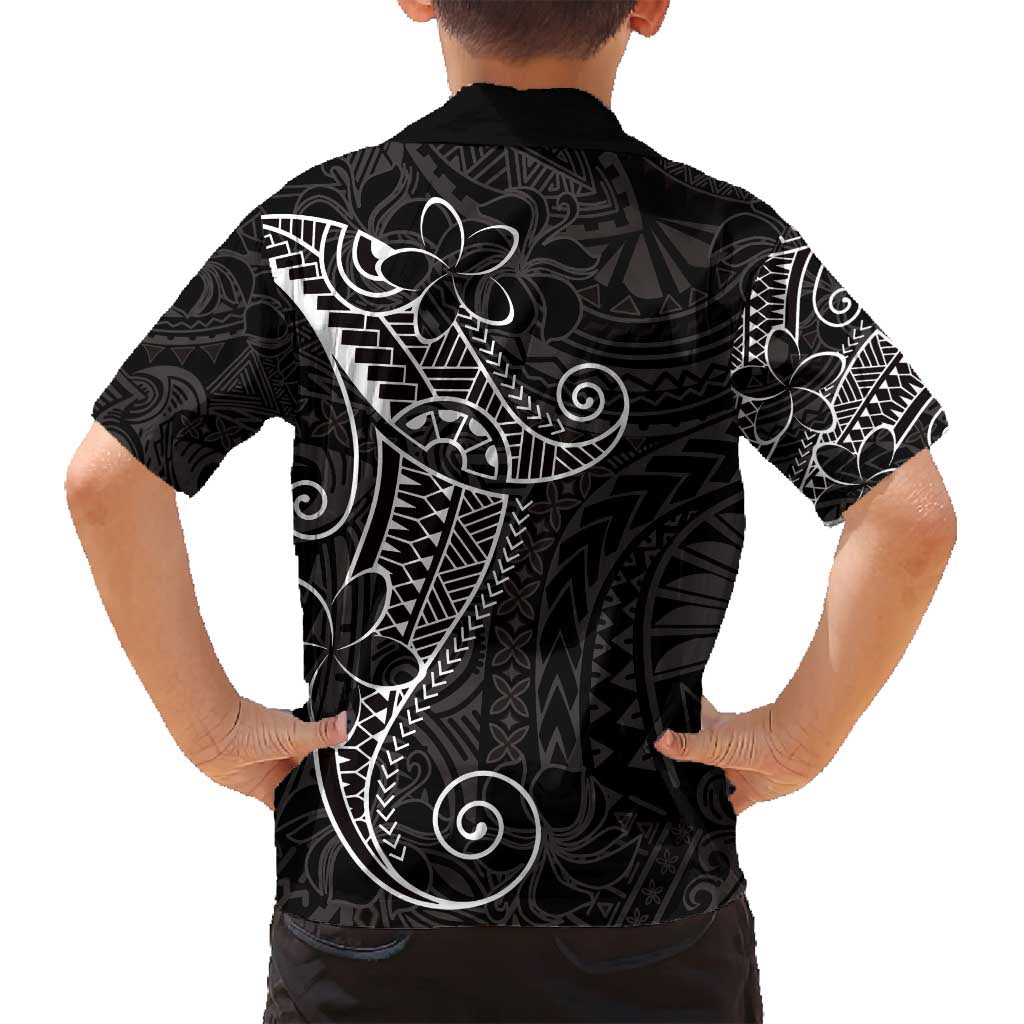 Black White Polynesian Tribal Family Matching Off Shoulder Short Dress and Hawaiian Shirt LT9 - Polynesian Pride