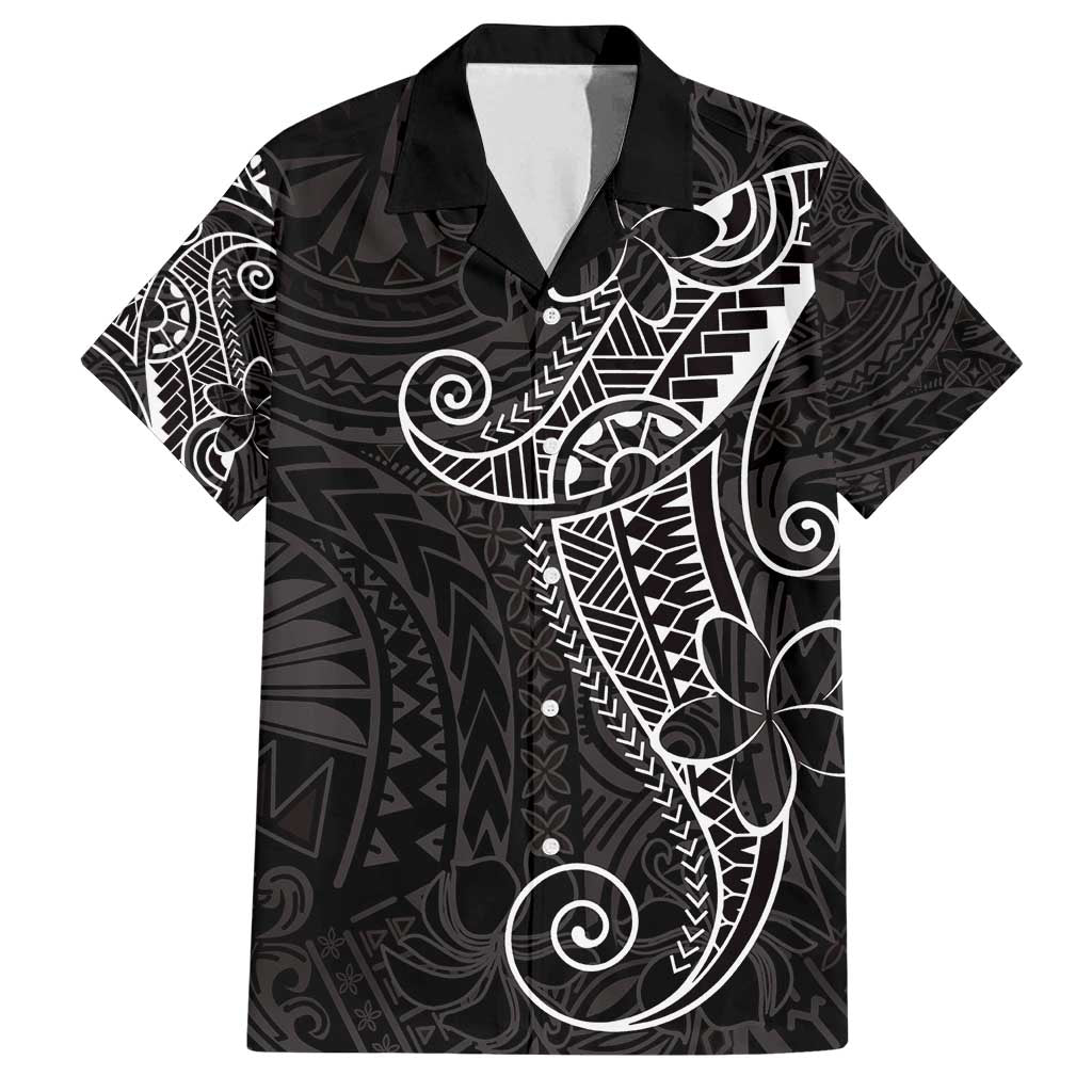Black White Polynesian Tribal Family Matching Off Shoulder Short Dress and Hawaiian Shirt LT9 Dad's Shirt - Short Sleeve White - Polynesian Pride