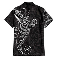 Black White Polynesian Tribal Family Matching Off Shoulder Short Dress and Hawaiian Shirt LT9 - Polynesian Pride