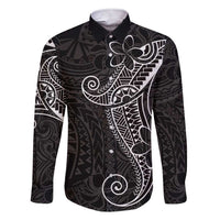 Black White Polynesian Tribal Family Matching Short Sleeve Bodycon Dress and Hawaiian Shirt LT9 Dad's Shirt - Long Sleeve White - Polynesian Pride