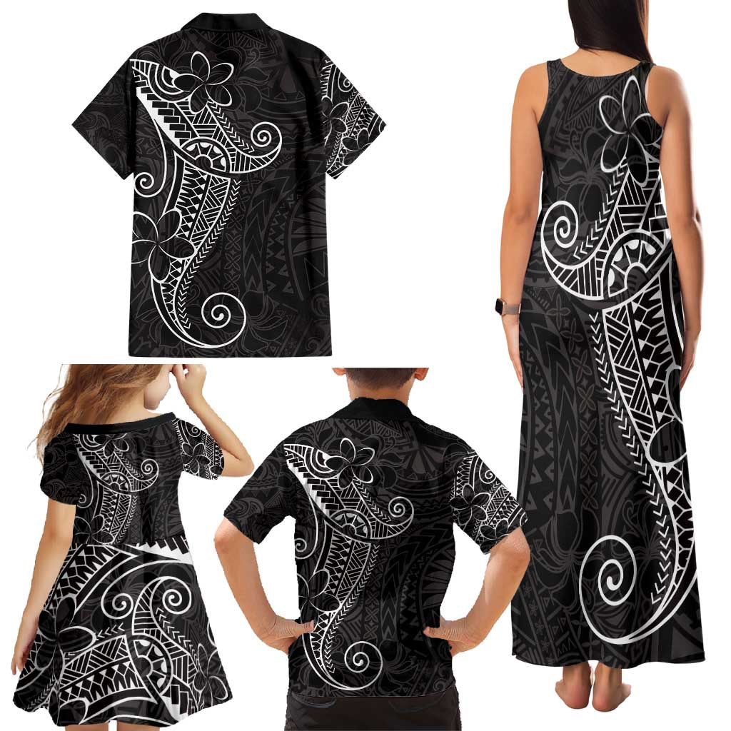 Black White Polynesian Tribal Family Matching Tank Maxi Dress and Hawaiian Shirt LT9 - Polynesian Pride