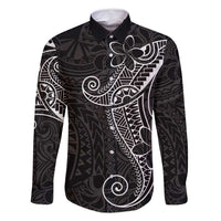 Black White Polynesian Tribal Family Matching Tank Maxi Dress and Hawaiian Shirt LT9 Dad's Shirt - Long Sleeve White - Polynesian Pride