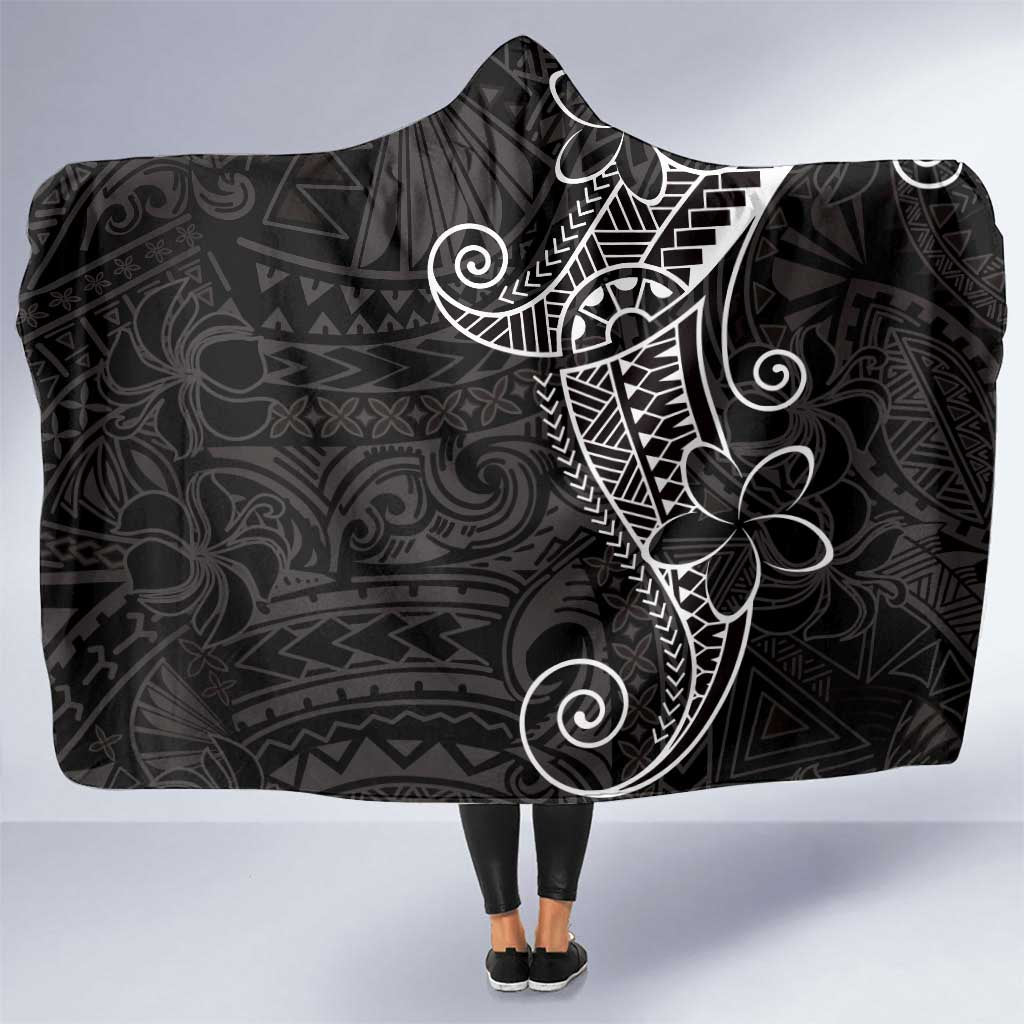 Black White Polynesian Tribal Hooded Blanket - Polynesian Pride