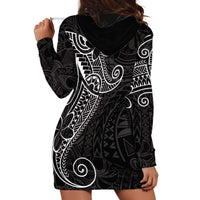 Black White Polynesian Tribal Hoodie Dress - Polynesian Pride