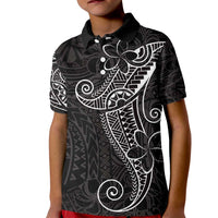 Black White Polynesian Tribal Kid Polo Shirt - Polynesian Pride
