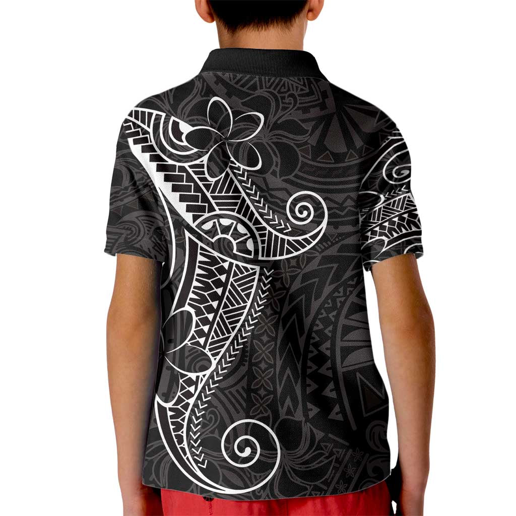 Black White Polynesian Tribal Kid Polo Shirt - Polynesian Pride