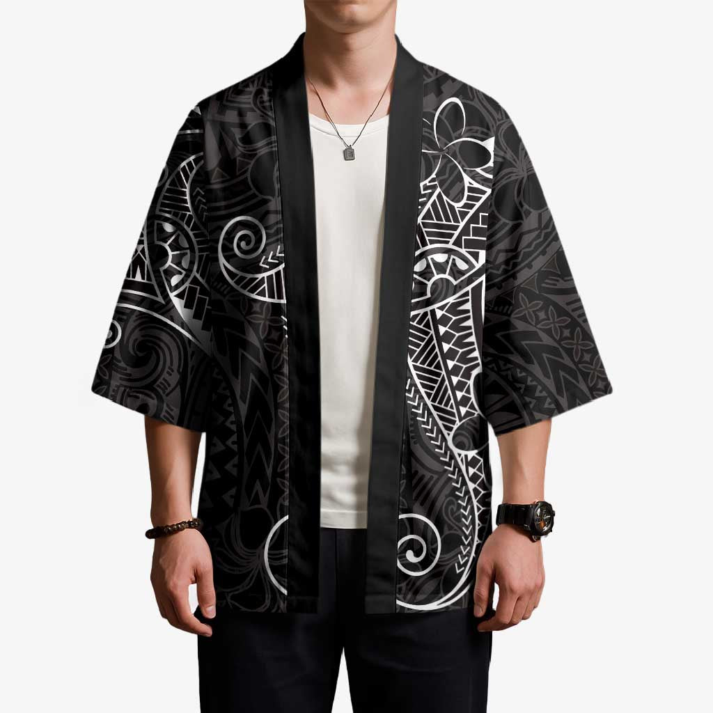 Black White Polynesian Tribal Kimono - Polynesian Pride