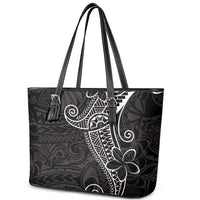Black White Polynesian Tribal Leather Tote Bag - Polynesian Pride