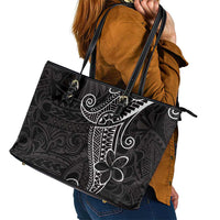 Black White Polynesian Tribal Leather Tote Bag - Polynesian Pride