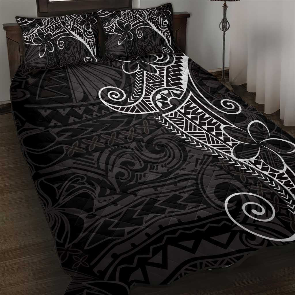 Black White Polynesian Tribal Quilt Bed Set - Polynesian Pride