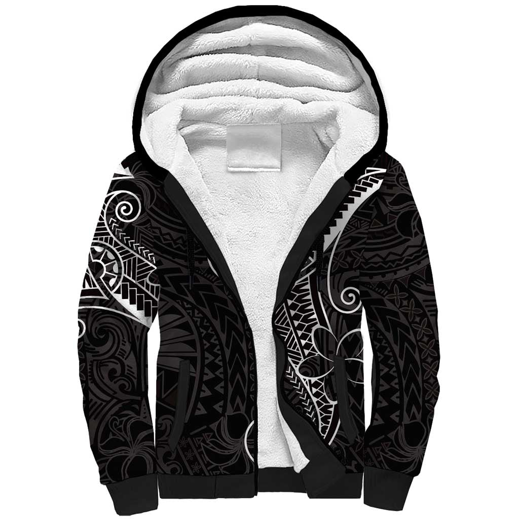 Black White Polynesian Tribal Sherpa Hoodie LT9 Unisex White - Polynesian Pride
