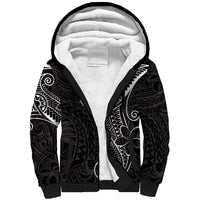 Black White Polynesian Tribal Sherpa Hoodie LT9 Unisex White - Polynesian Pride