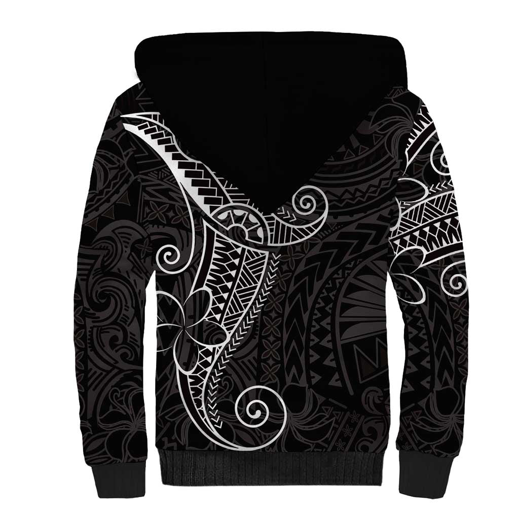 Black White Polynesian Tribal Sherpa Hoodie LT9 - Polynesian Pride