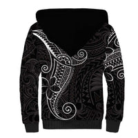 Black White Polynesian Tribal Sherpa Hoodie LT9 - Polynesian Pride