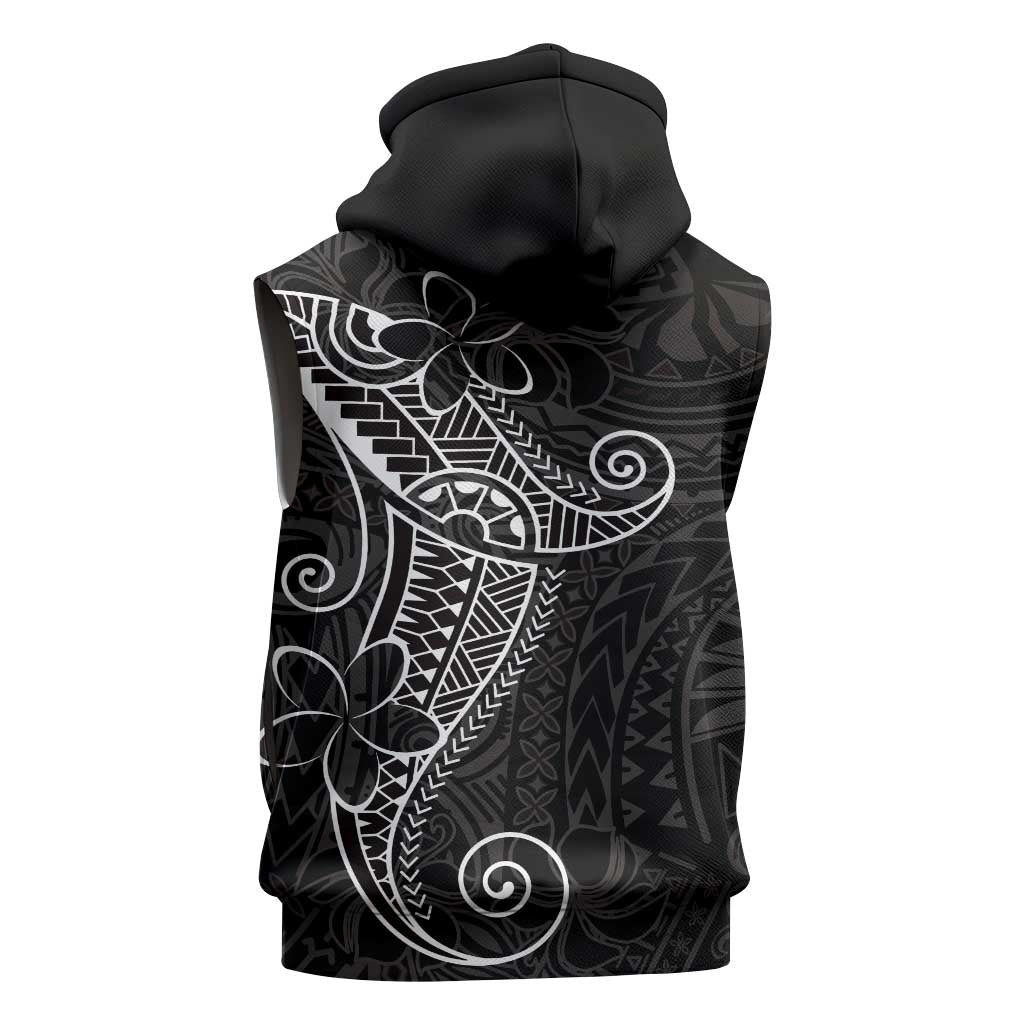 Black White Polynesian Tribal Sleeveless Zip Hoodie - Polynesian Pride