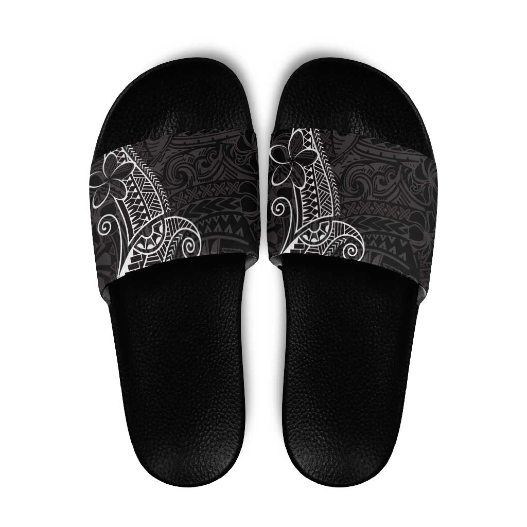 Black White Polynesian Tribal Slide Sandals LT9 White - Polynesian Pride