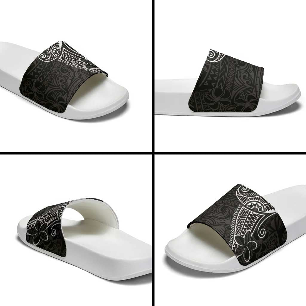 Black White Polynesian Tribal Slide Sandals LT9 - Polynesian Pride
