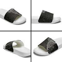 Black White Polynesian Tribal Slide Sandals LT9 - Polynesian Pride