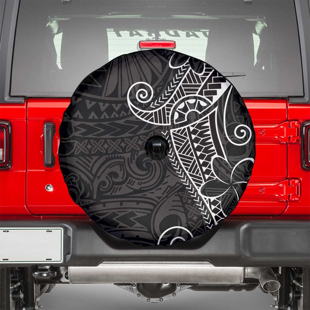 Black White Polynesian Tribal Spare Tire Cover - Polynesian Pride