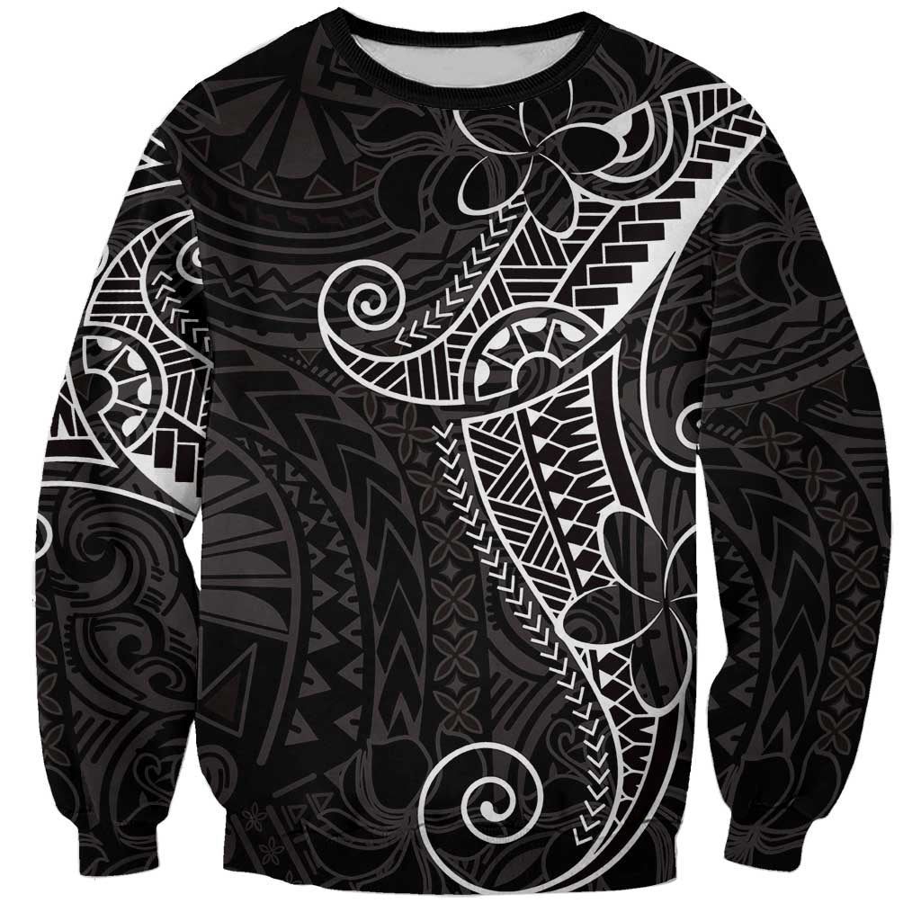 Black White Polynesian Tribal Sweatshirt LT9 Unisex White - Polynesian Pride