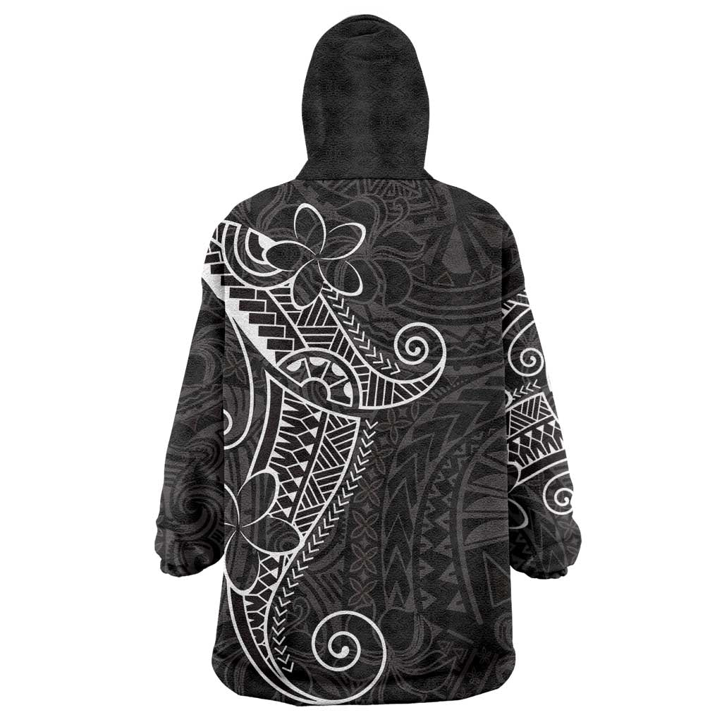 Black White Polynesian Tribal Wearable Blanket Hoodie - Polynesian Pride