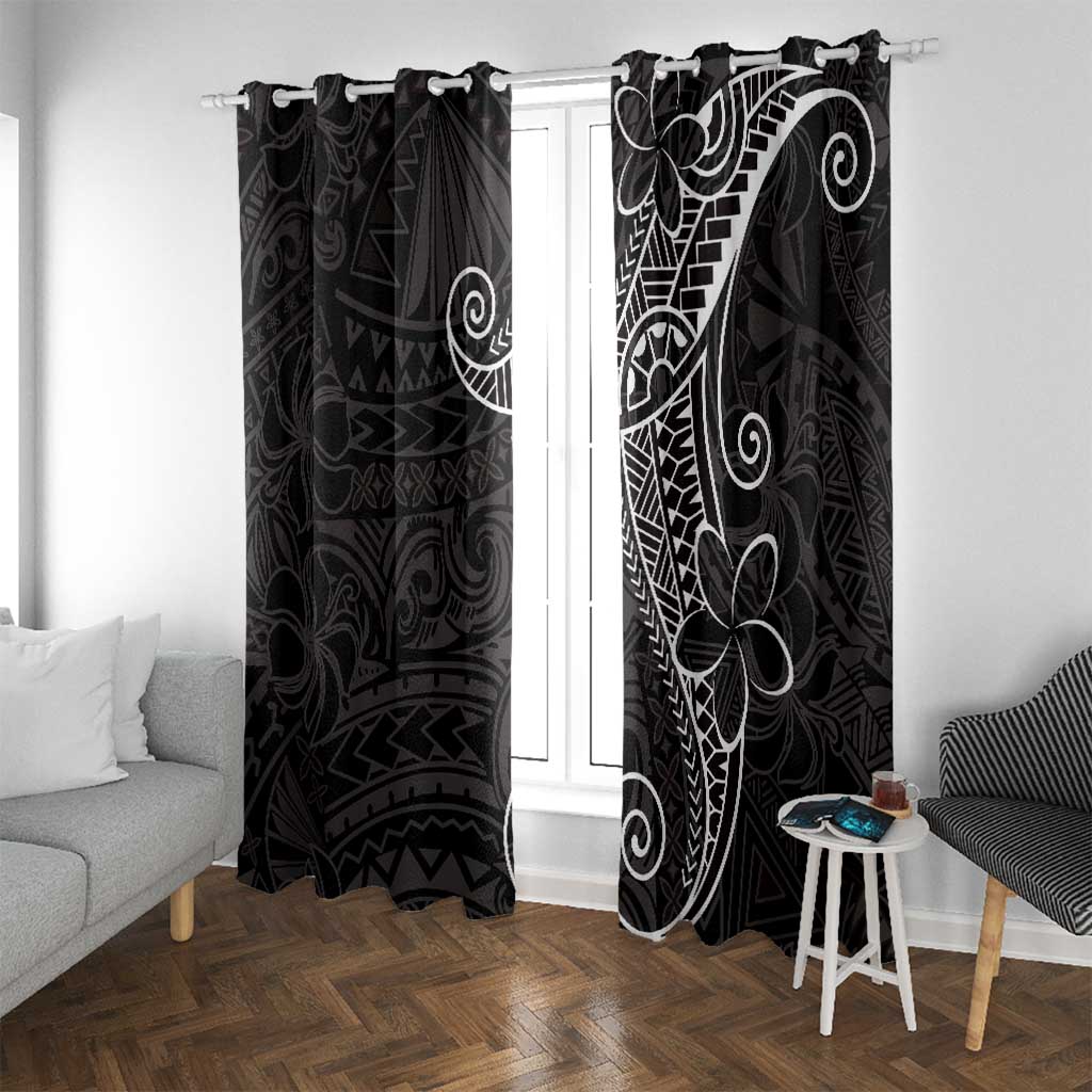 Black White Polynesian Tribal Window Curtain LT9 With Grommets White - Polynesian Pride