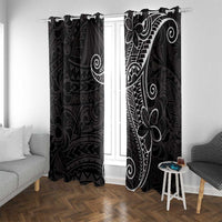 Black White Polynesian Tribal Window Curtain LT9 With Grommets White - Polynesian Pride