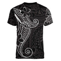 Black White Polynesian Tribal Women V-Neck T-Shirt LT9 - Polynesian Pride