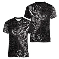 Black White Polynesian Tribal Women V-Neck T-Shirt LT9 - Polynesian Pride