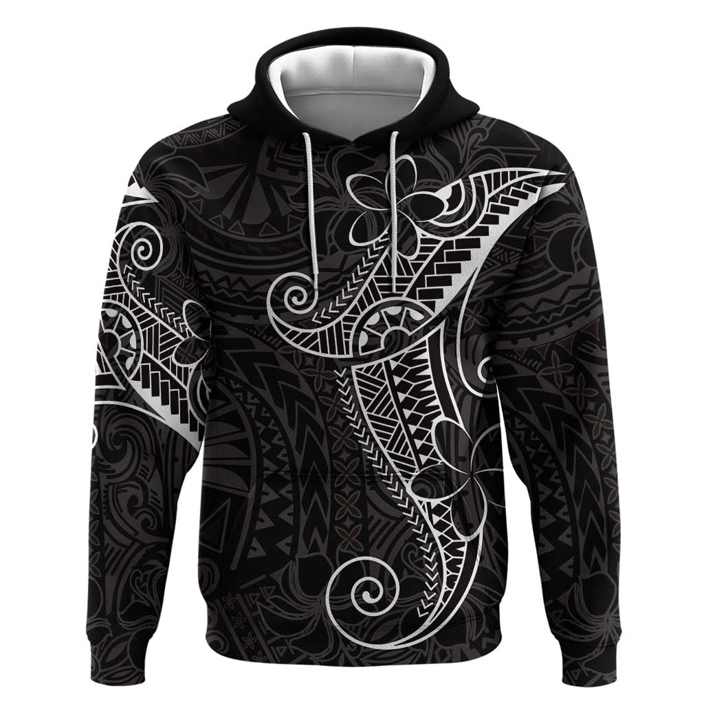 Black White Polynesian Tribal Zip Hoodie - Polynesian Pride