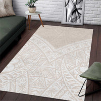 Lotu Tamaiti Tongan Polynesian Art Pattern Area Rug Traditional Tribal Motifs LT9 White - Polynesian Pride
