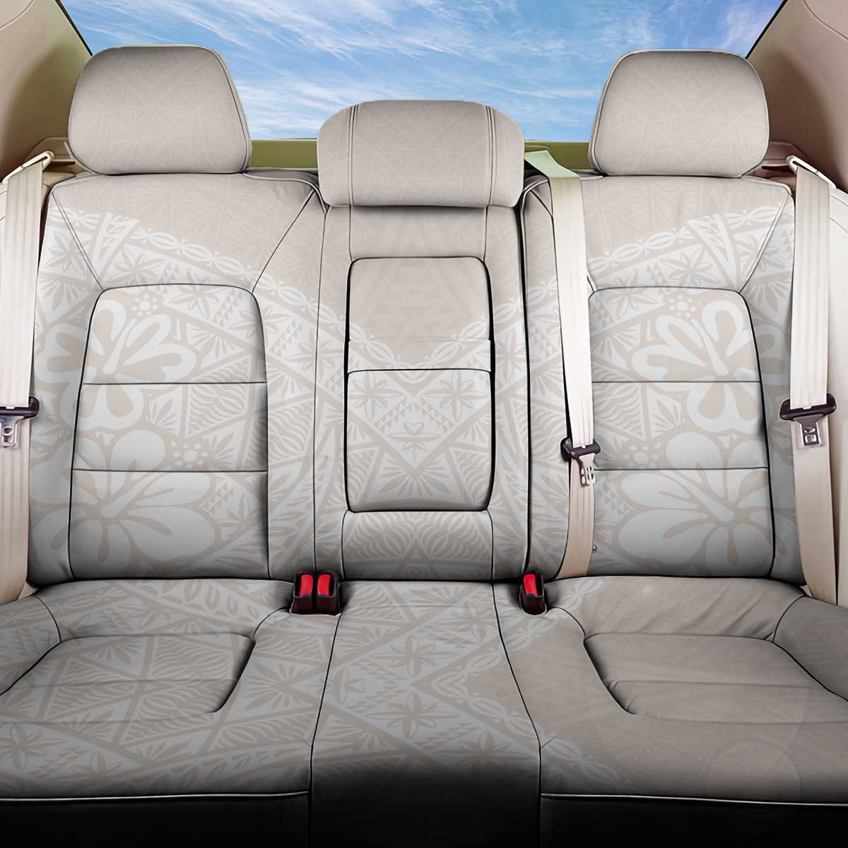 Lotu Tamaiti Tongan Polynesian Art Pattern Back Car Seat Cover Traditional Tribal Motifs LT9 One Size White - Polynesian Pride