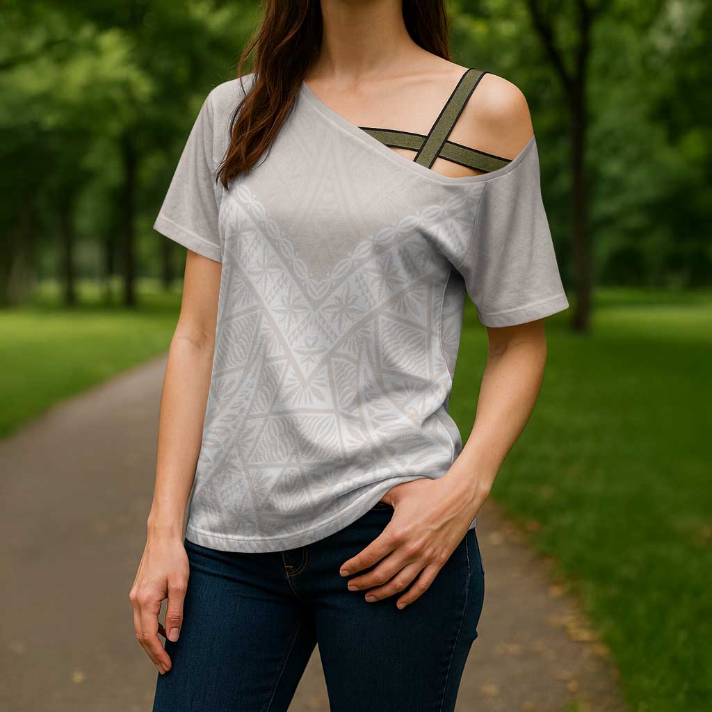 Lotu Tamaiti Tongan Polynesian Art Pattern Cross Shoulder Shirt Traditional Tribal Motifs - Polynesian Pride