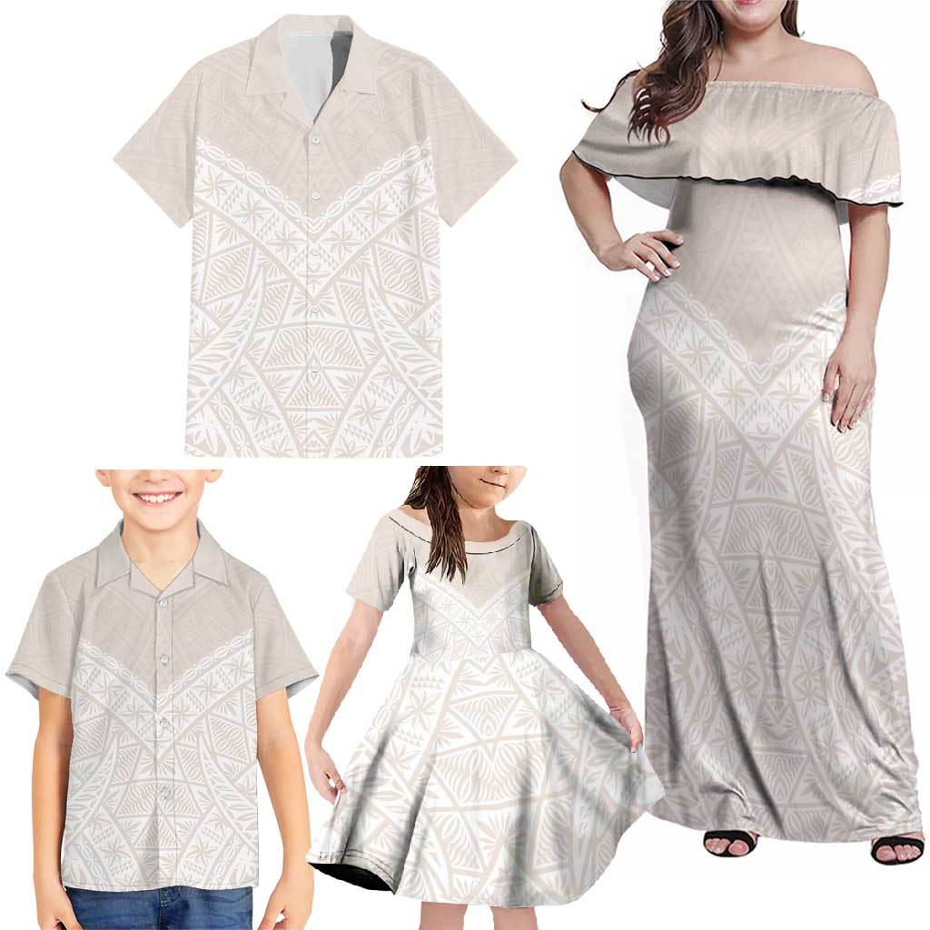 Lotu Tamaiti Tongan Polynesian Art Pattern Family Matching Off Shoulder Maxi Dress and Hawaiian Shirt Traditional Tribal Motifs LT9 - Polynesian Pride