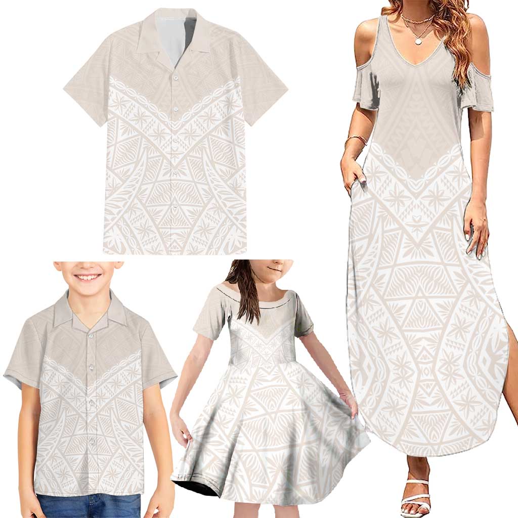 Lotu Tamaiti Tongan Polynesian Art Pattern Family Matching Summer Maxi Dress and Hawaiian Shirt Traditional Tribal Motifs - Polynesian Pride