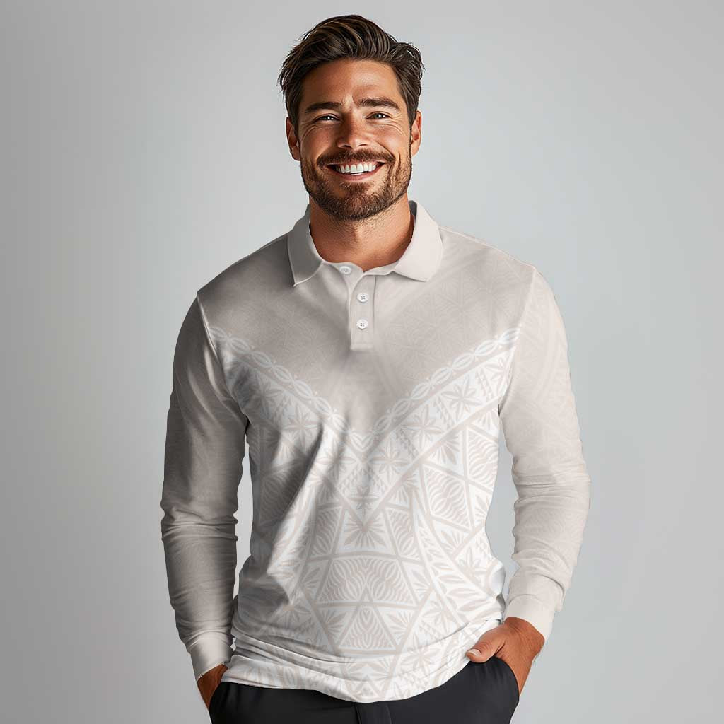Lotu Tamaiti Tongan Polynesian Art Pattern Long Sleeve Polo Shirt Traditional Tribal Motifs - Polynesian Pride