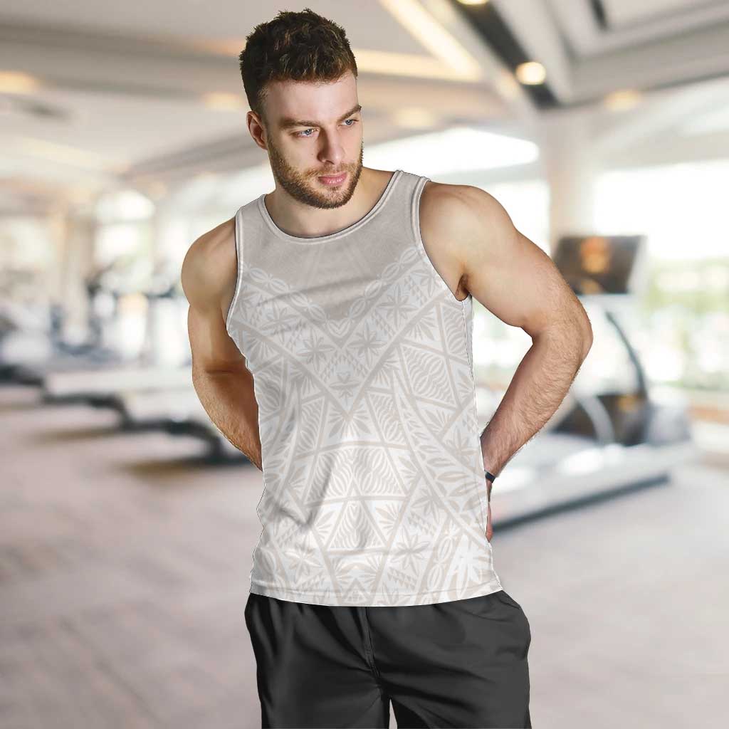 Lotu Tamaiti Tongan Polynesian Art Pattern Men Tank Top Traditional Tribal Motifs LT9 White - Polynesian Pride