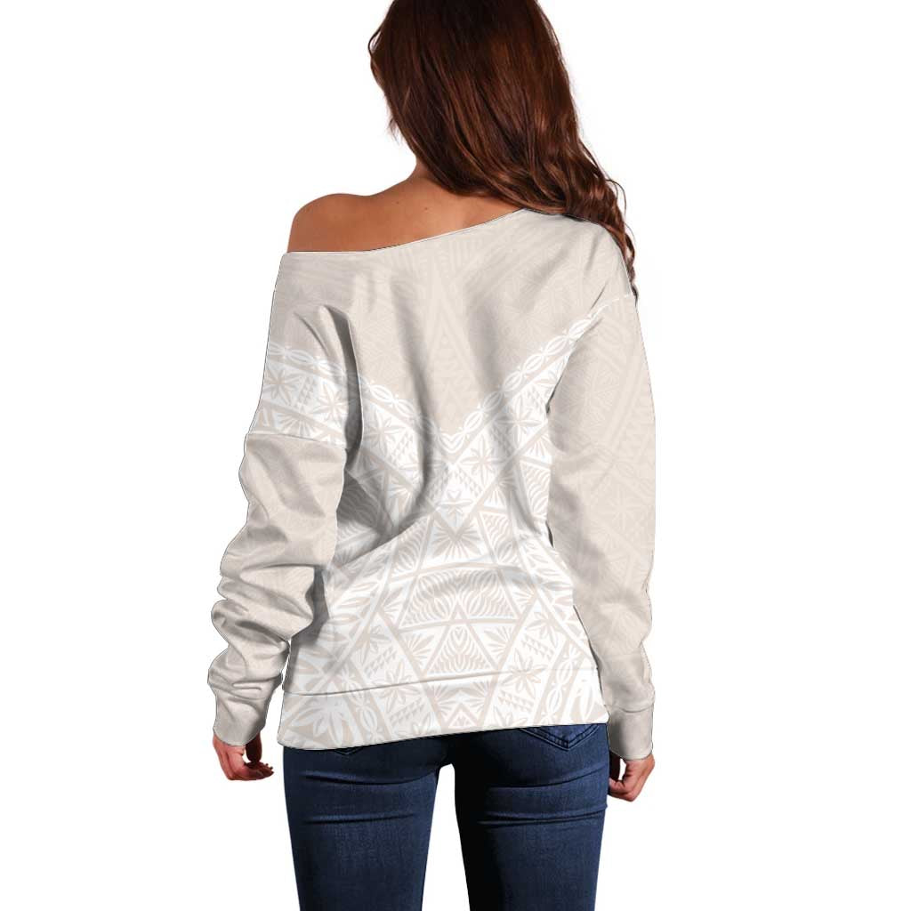 Lotu Tamaiti Tongan Polynesian Art Pattern Off Shoulder Sweater Traditional Tribal Motifs LT9 - Polynesian Pride