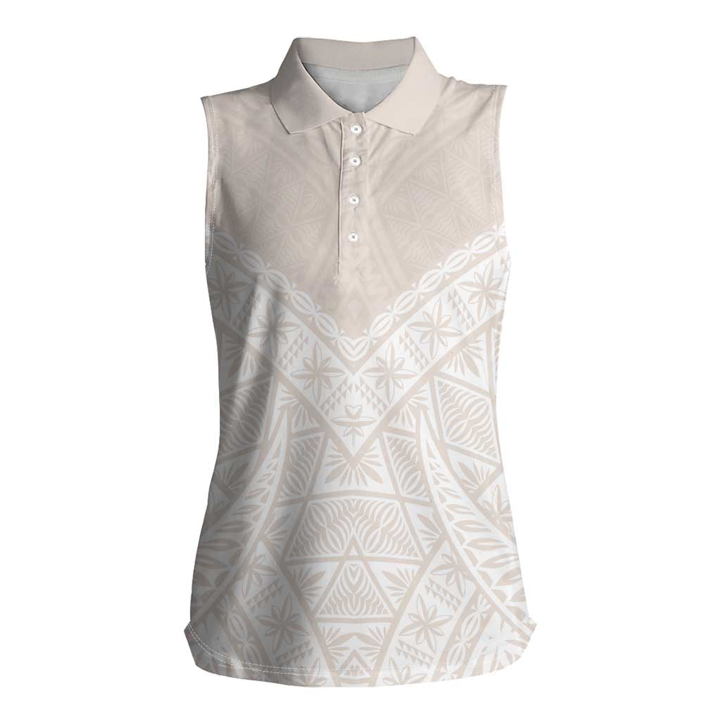 Lotu Tamaiti Tongan Polynesian Art Pattern Women Sleeveless Polo Shirt Traditional Tribal Motifs - Polynesian Pride